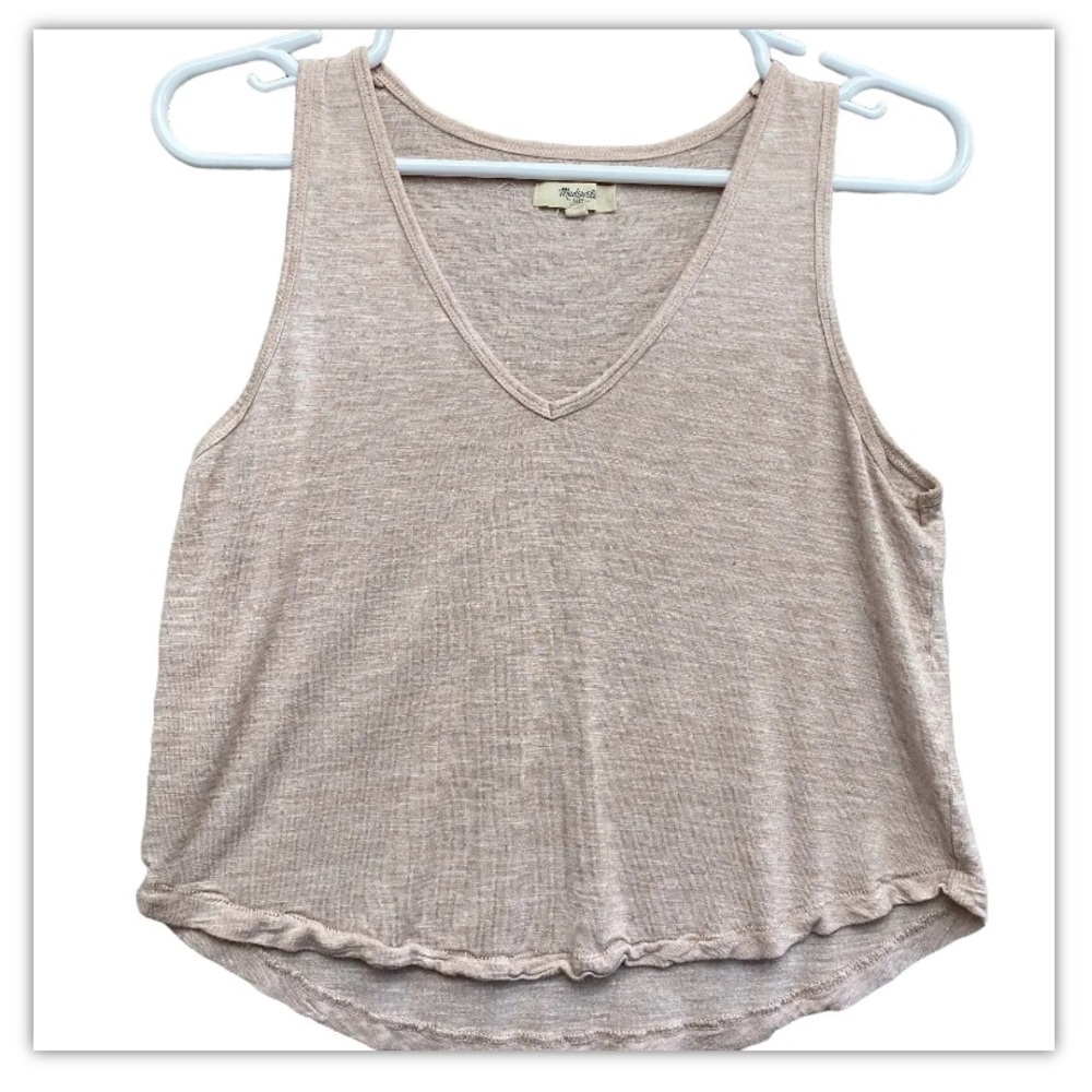 Madewell Womens Pink Heather Sleeveless V Neck Pullover Cropped Tank Size XS